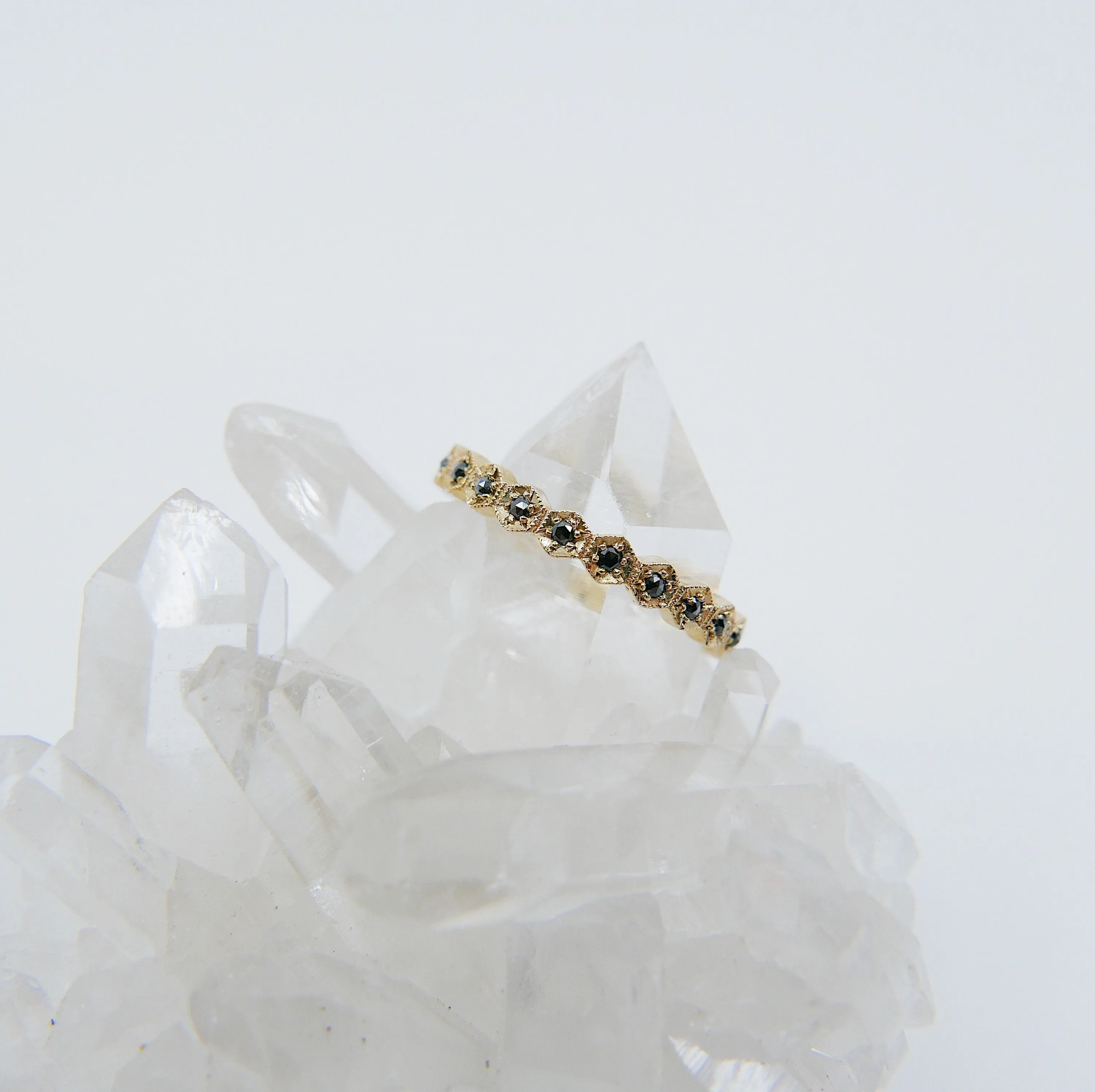 Hexagon Black Diamond Eternity Band