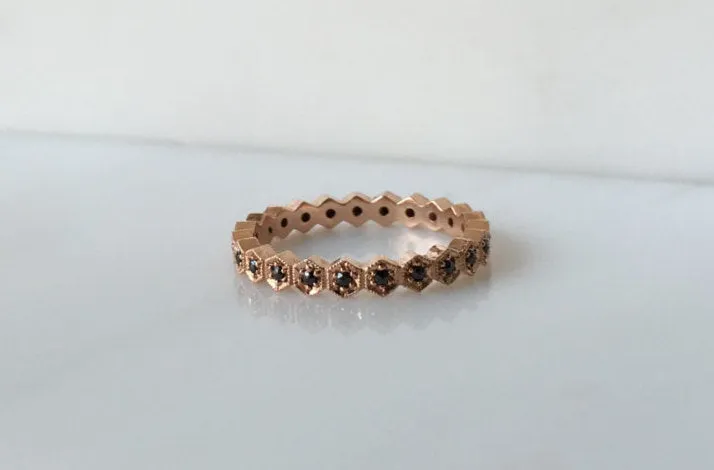 Hexagon Black Diamond Eternity Band