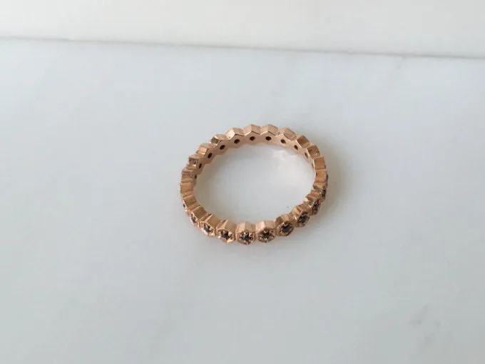 Hexagon Black Diamond Eternity Band