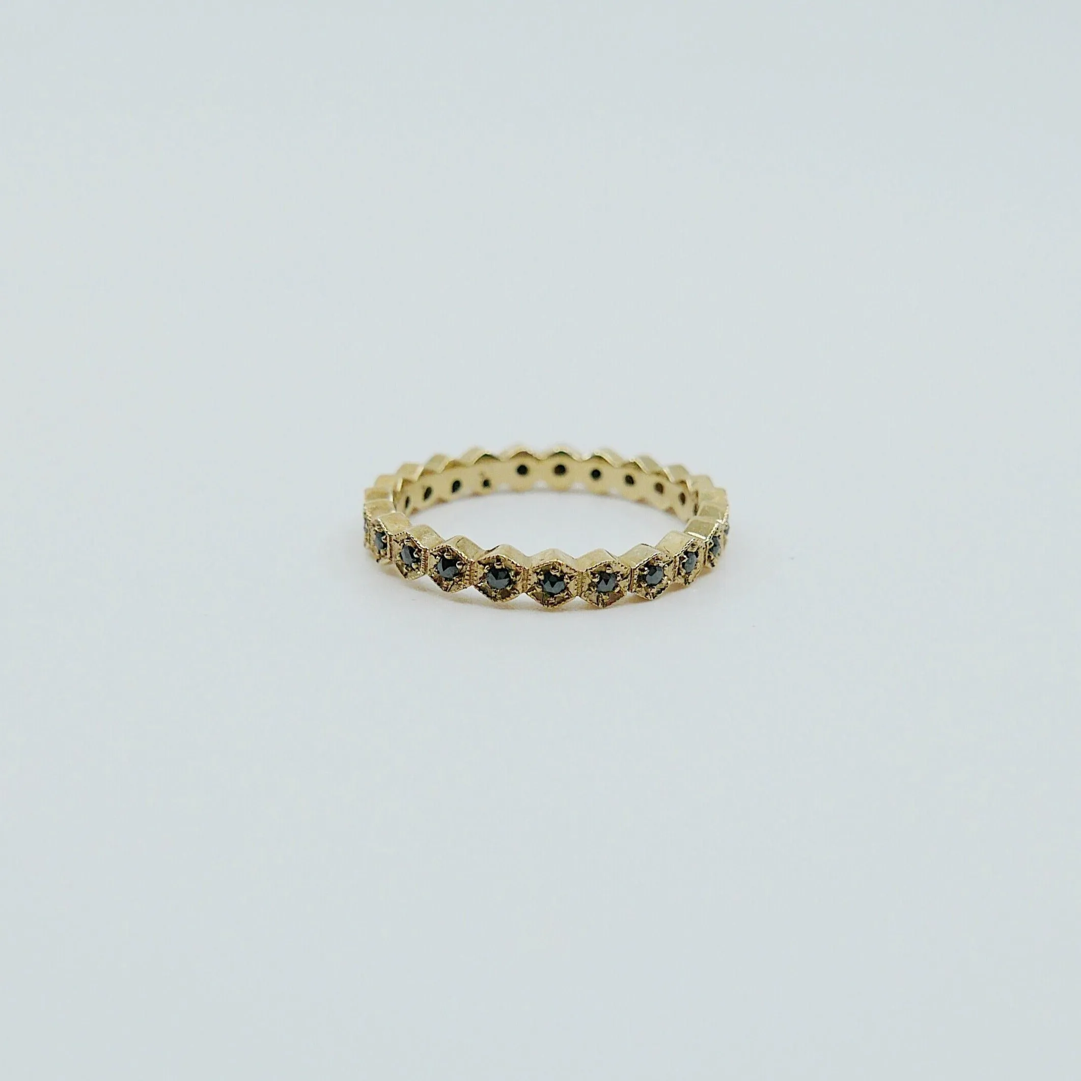 Hexagon Black Diamond Eternity Band