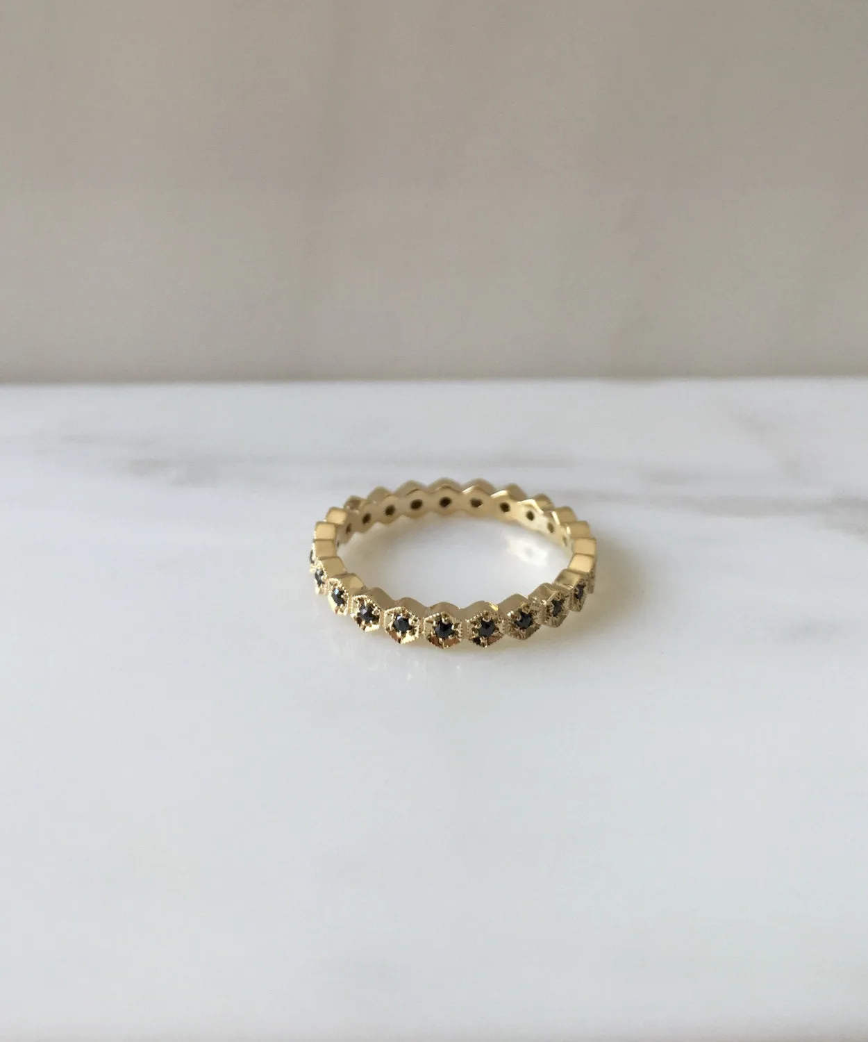 Hexagon Black Diamond Eternity Band