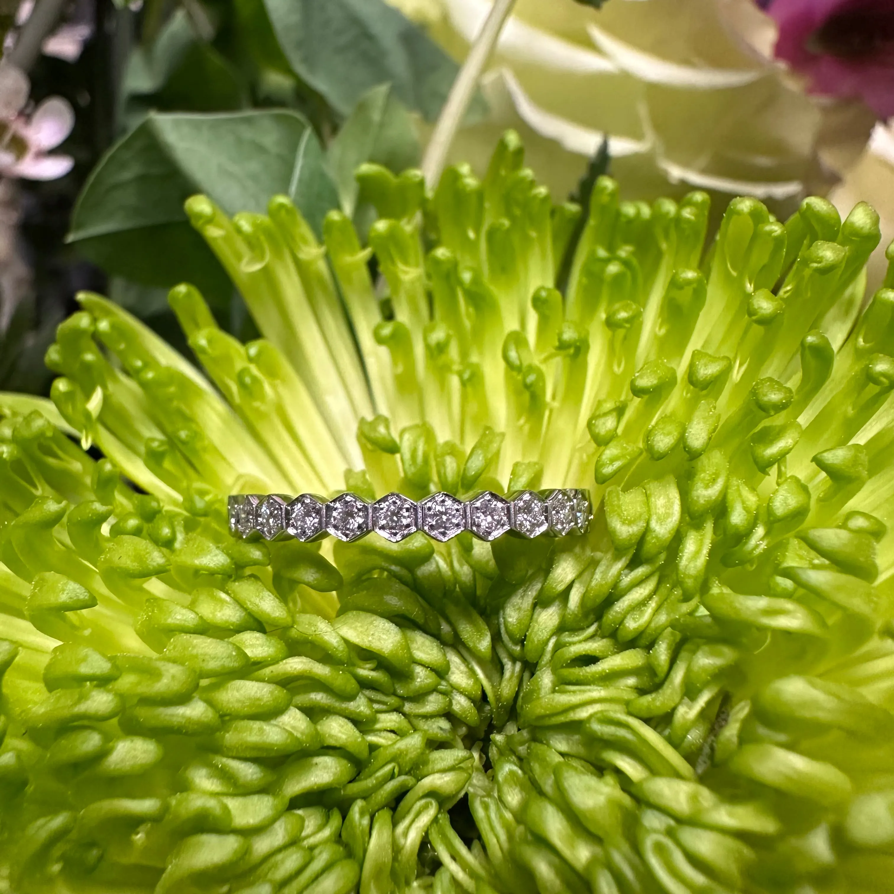 Hexagon Diamond 14K White Gold Band Ring KAS EN8149-BWG