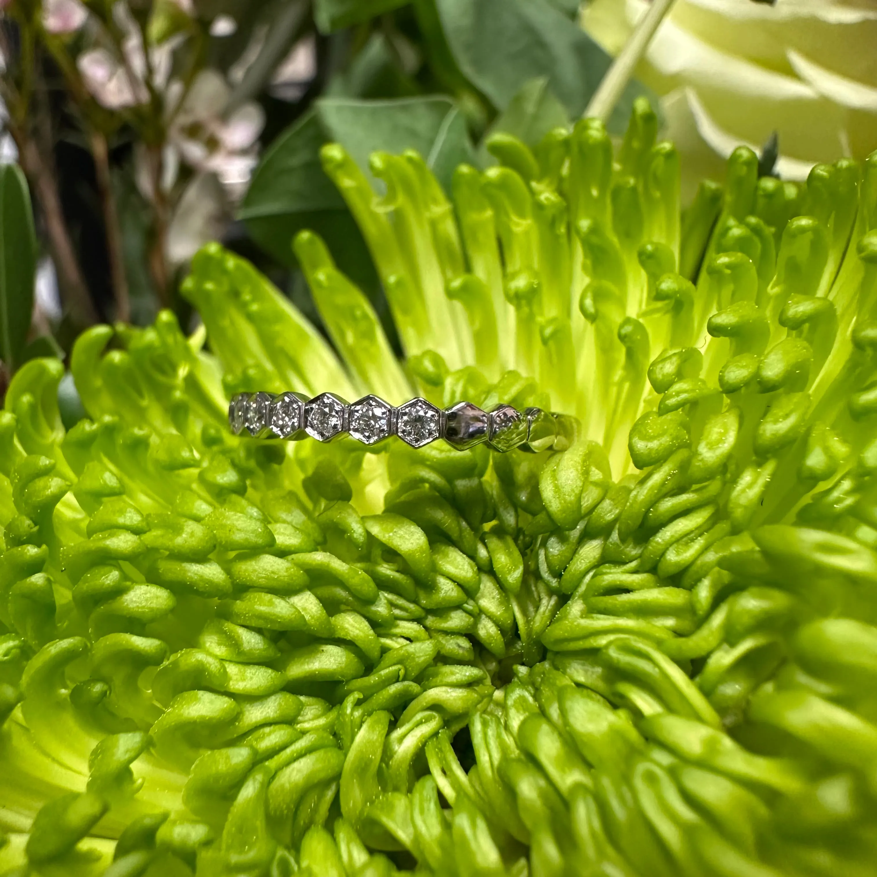 Hexagon Diamond 14K White Gold Band Ring KAS EN8149-BWG