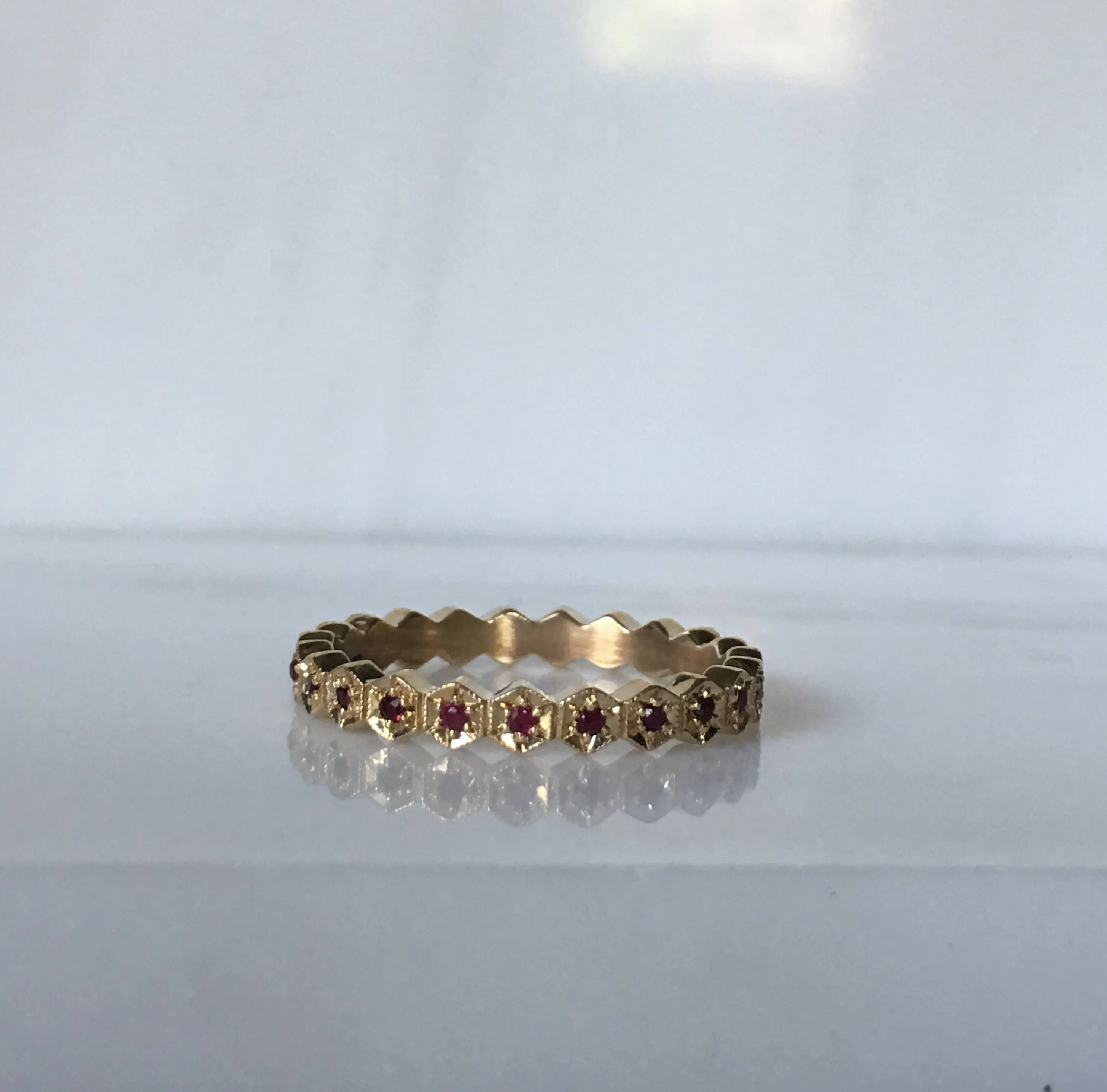 Hexagon Ruby Eternity Band