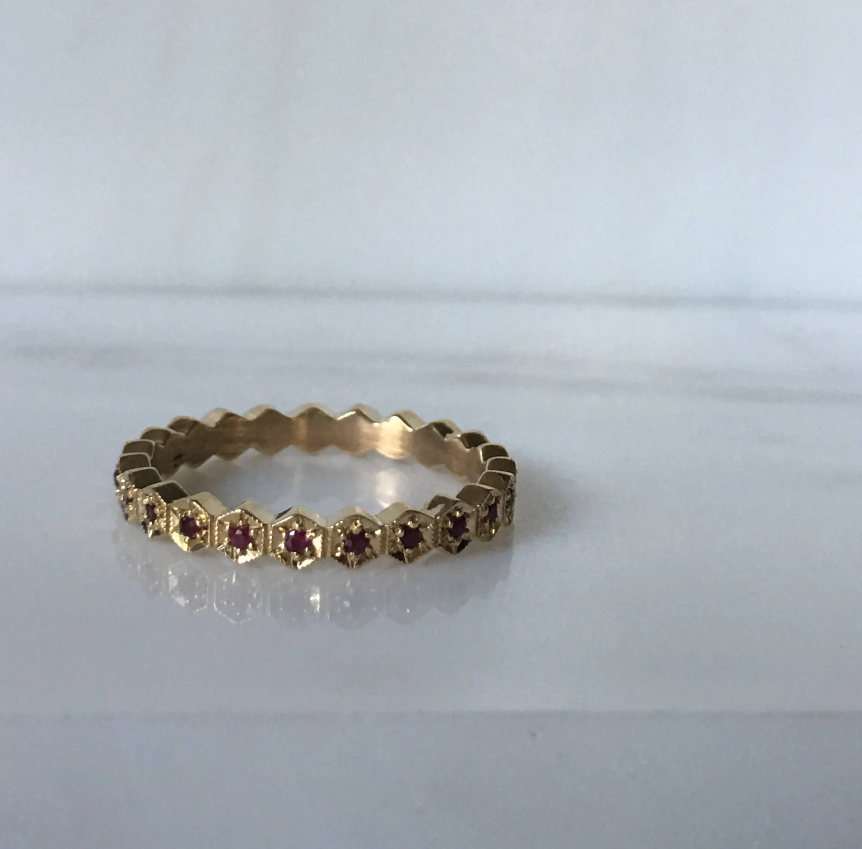 Hexagon Ruby Eternity Band