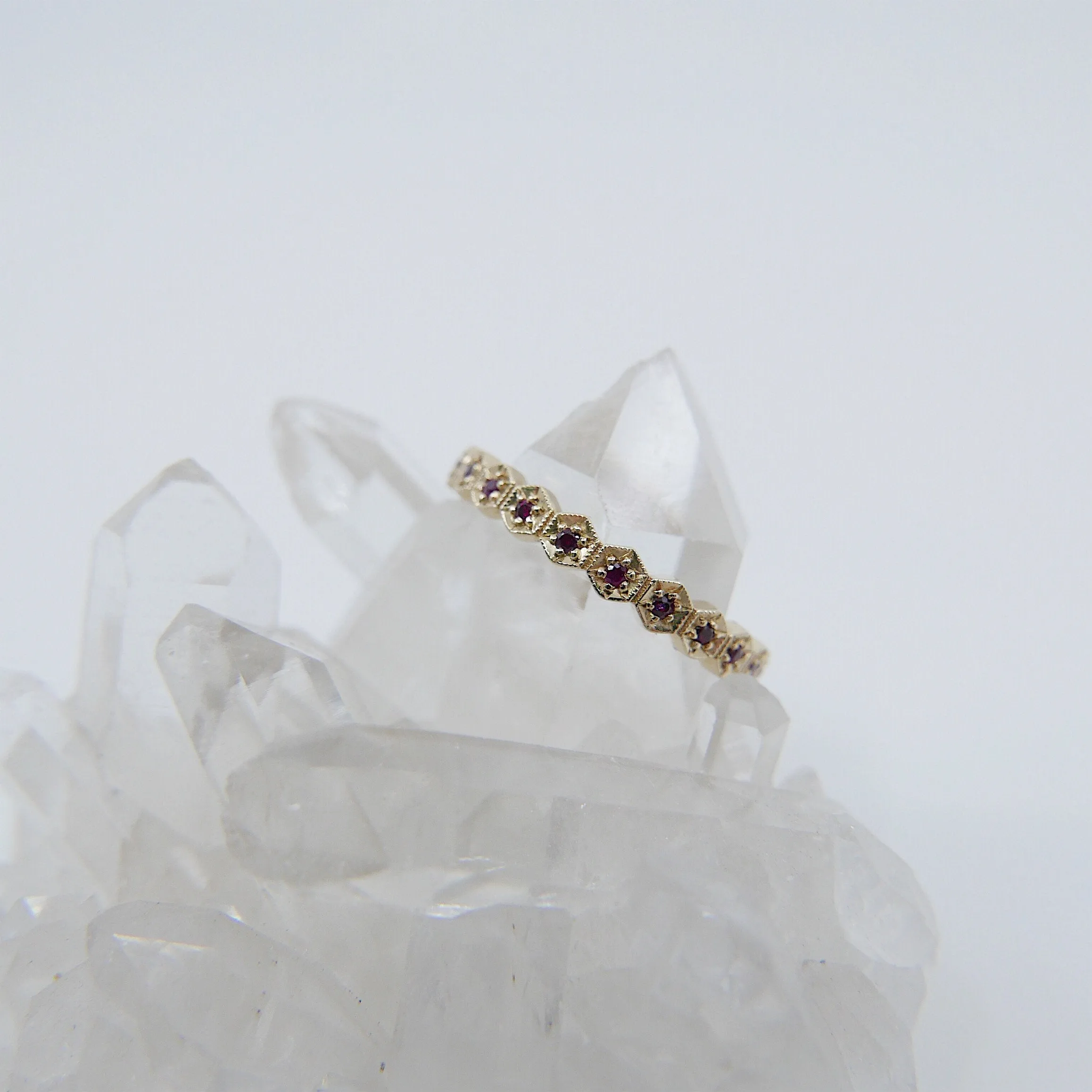 Hexagon Ruby Eternity Band