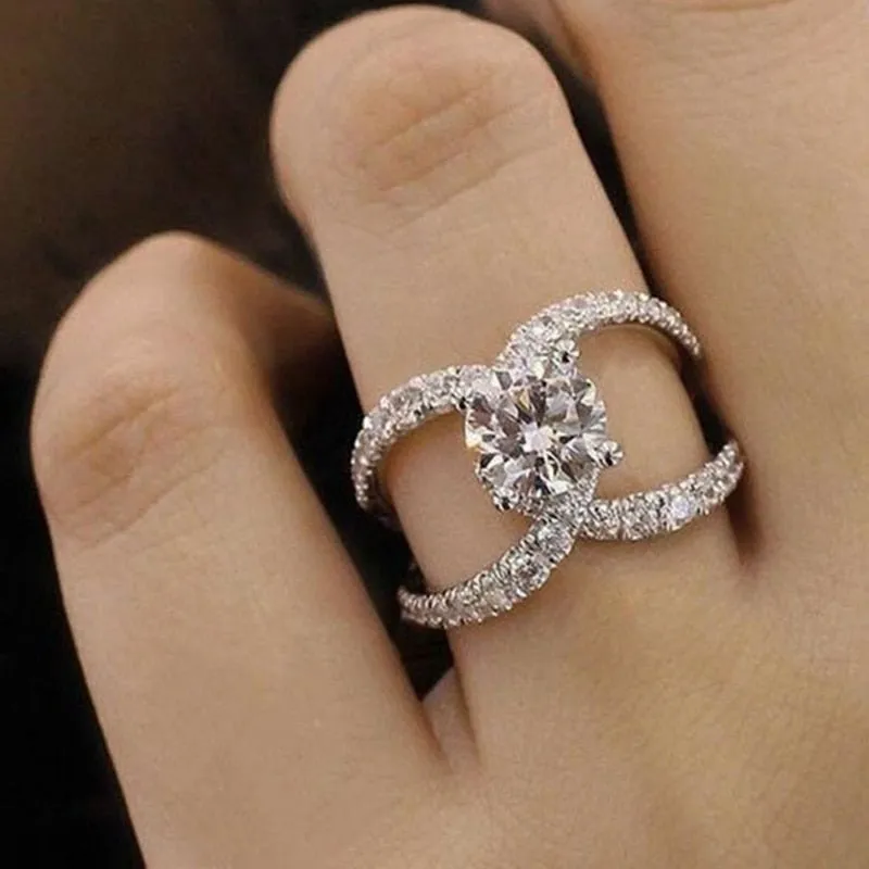 Hollow Sapphire Ring For Women Wedding Engagement Jewelry