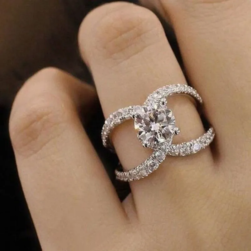 Hollow Sapphire Ring For Women Wedding Engagement Jewelry