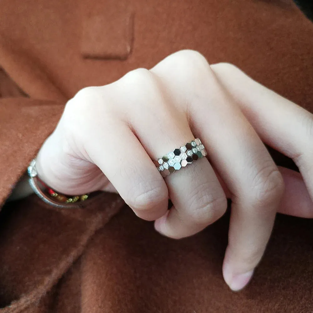 Honeycomb Cubic Zircon Ring
