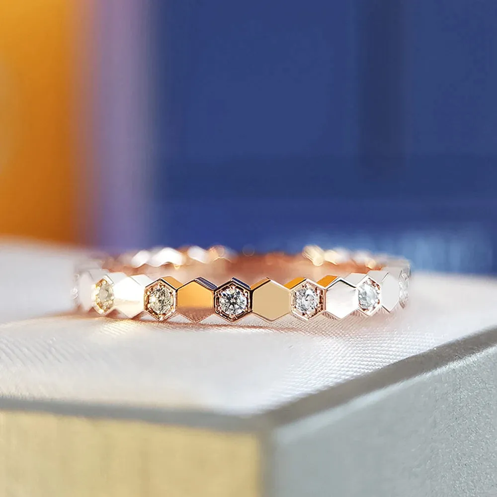 Honeycomb Cubic Zircon Ring
