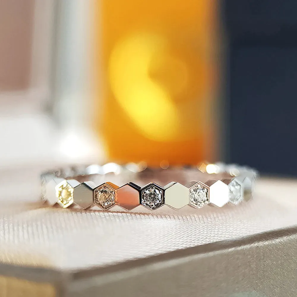 Honeycomb Cubic Zircon Ring