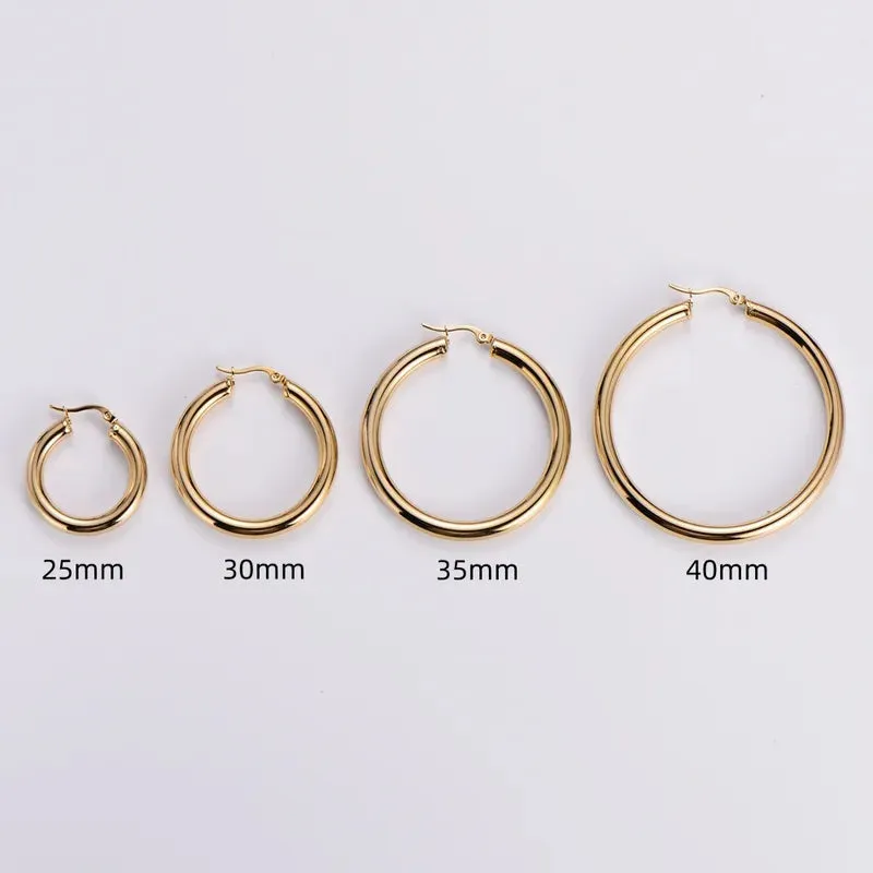 Hoop Style Commute Circle Plating 304 Stainless Steel 18K Gold Plated Earring