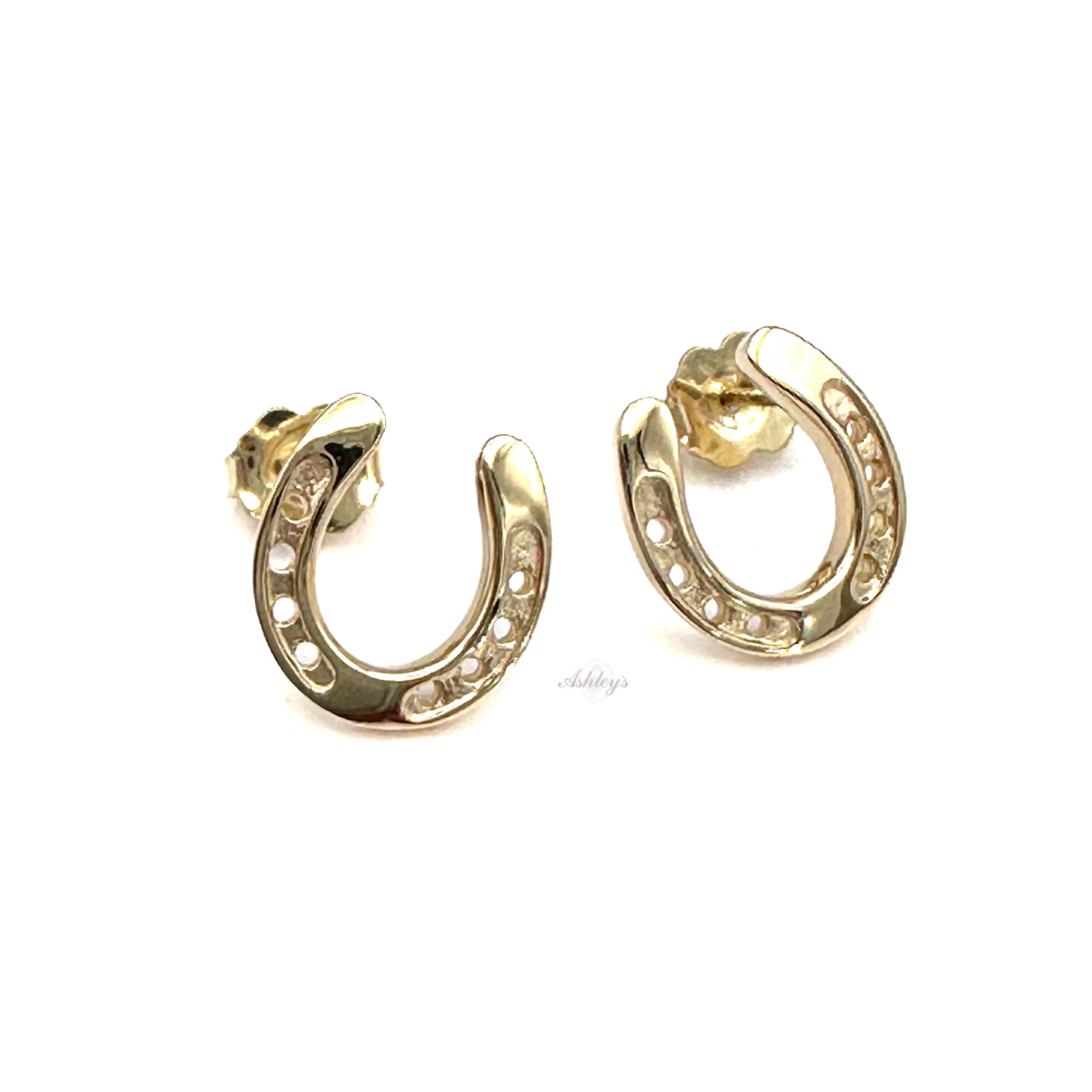 Horseshoe Earrings, 14k gold