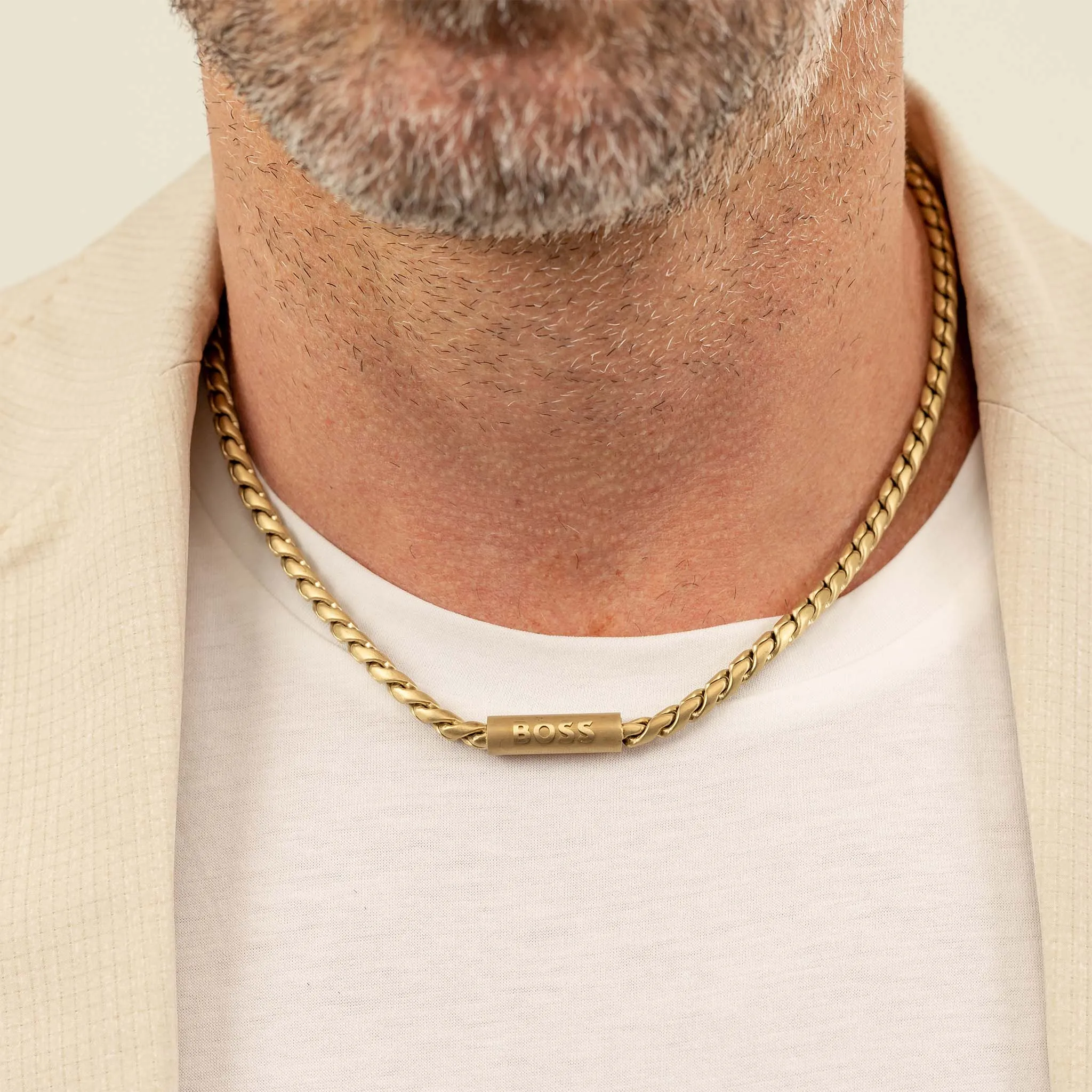 Hugo Boss Jewellery Gold Steel Men's Chain Necklace - 1580694