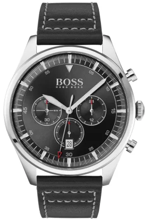 Hugo Boss Pioneer Black Leather Men's Watch 1513708