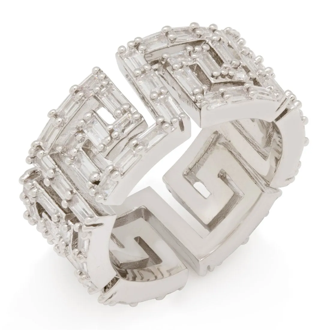 Iced Greek Key Ring
