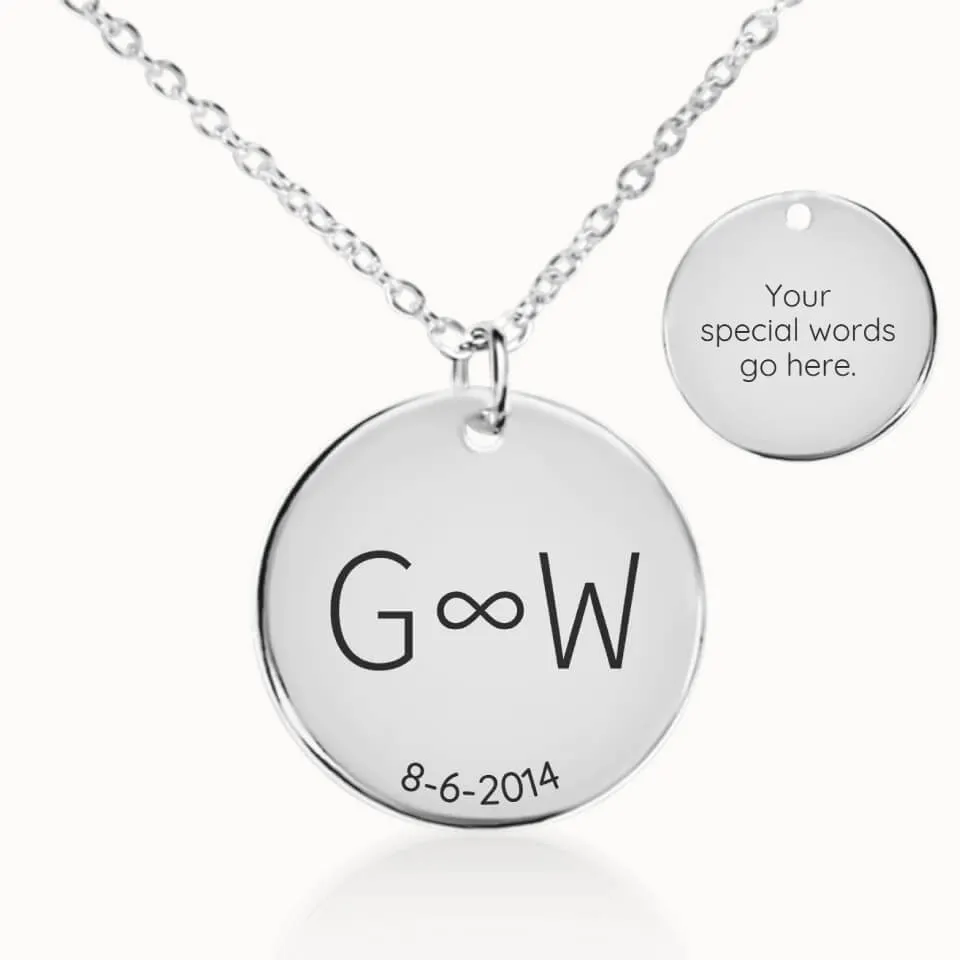 Initials and Date Coin Pendant on Fine Chain