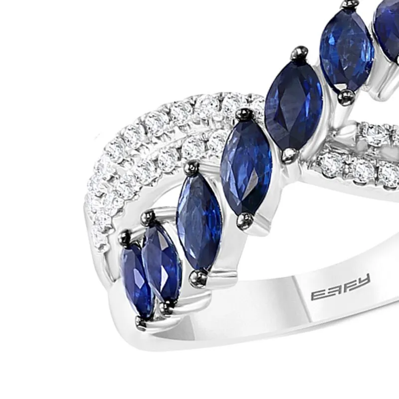 Inlaid Blue Sapphire Silver Ring for Women Party Jewelry