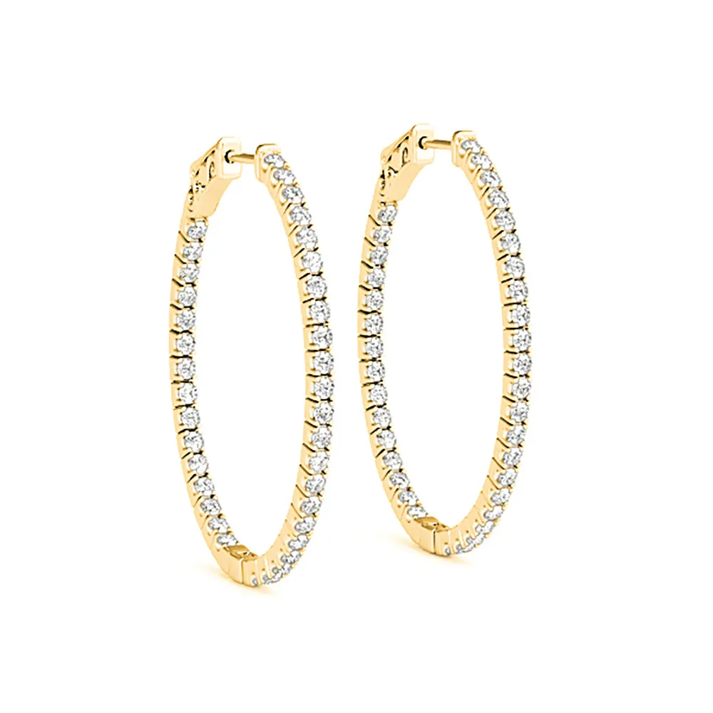 Inside-Out 1.50 ctw Diamond Hoop Earrings "U" Prong Set