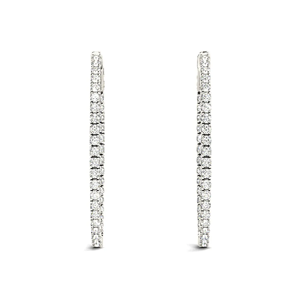 Inside-Out 1.50 ctw Diamond Hoop Earrings "U" Prong Set