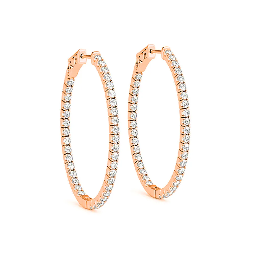Inside-Out 1.50 ctw Diamond Hoop Earrings "U" Prong Set