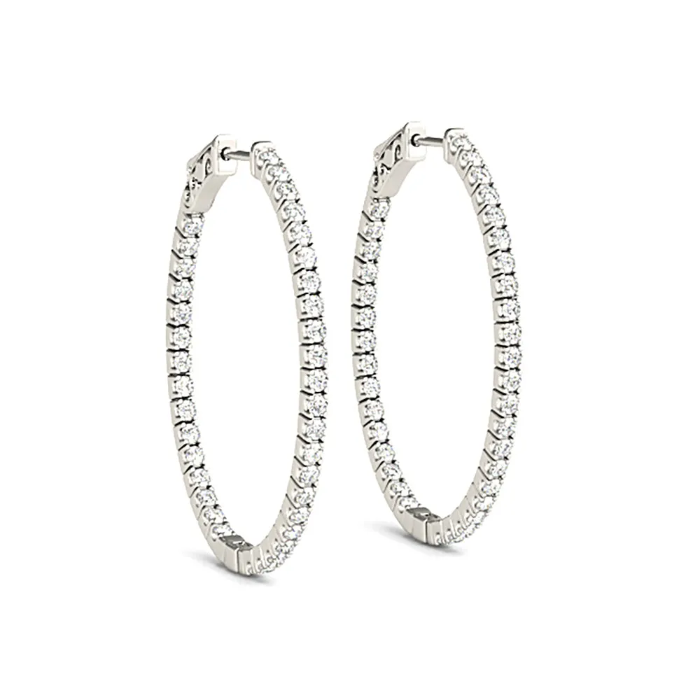 Inside-Out 1.50 ctw Diamond Hoop Earrings "U" Prong Set