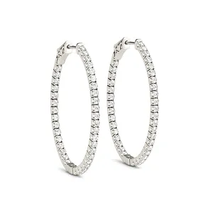 Inside-Out 1.50 ctw Diamond Hoop Earrings "U" Prong Set