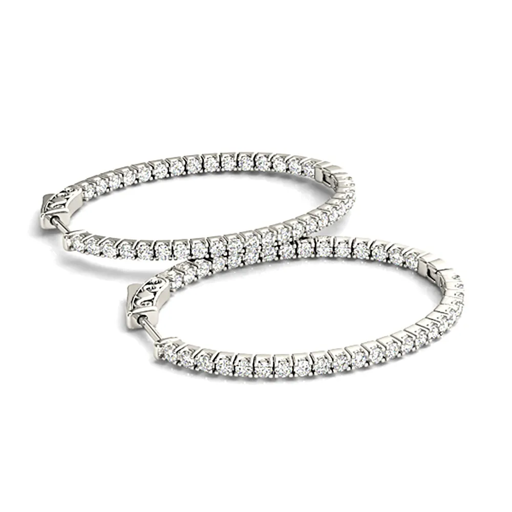 Inside-Out 1.50 ctw Diamond Hoop Earrings "U" Prong Set
