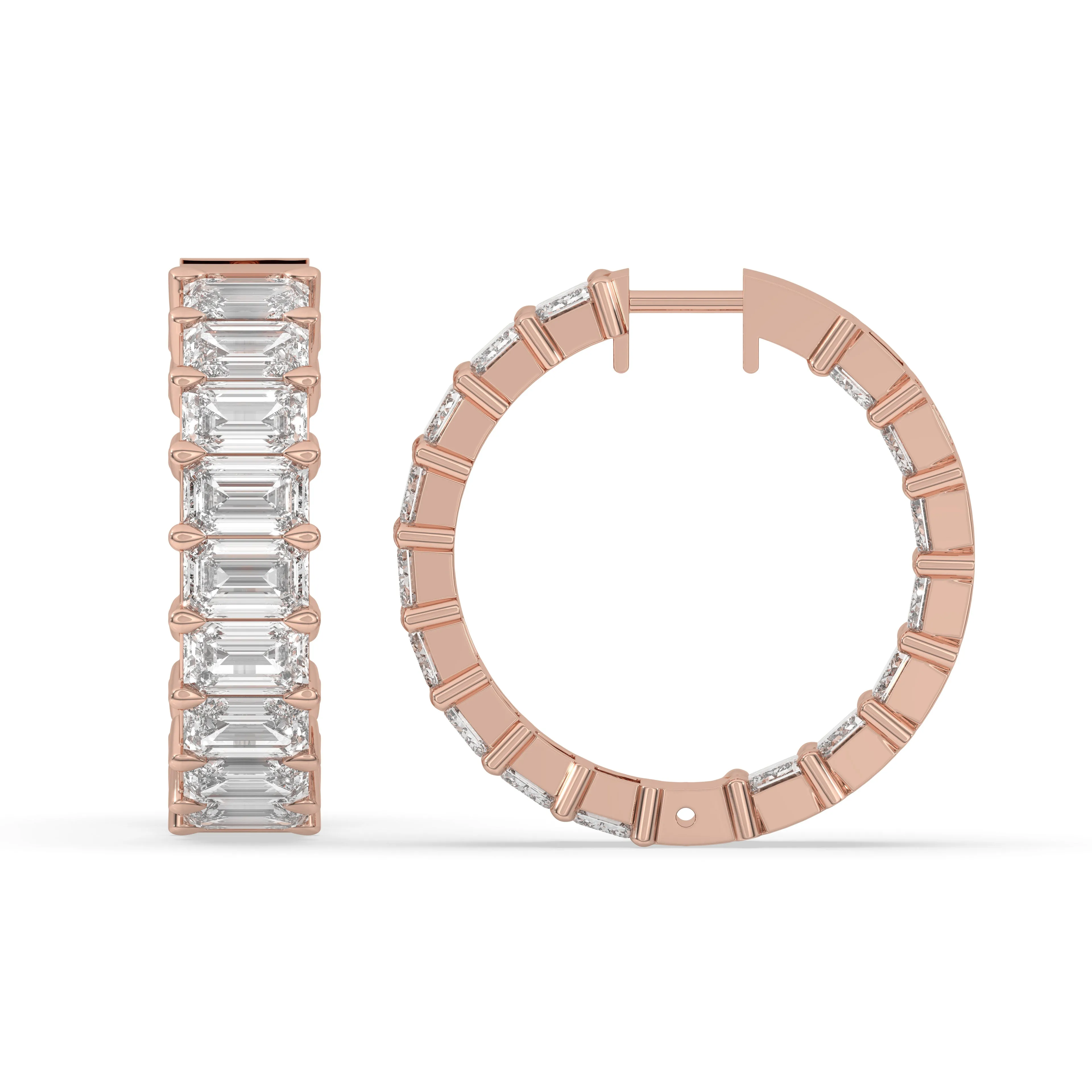 Inside-Out Emerald Shape Hoop Earrings