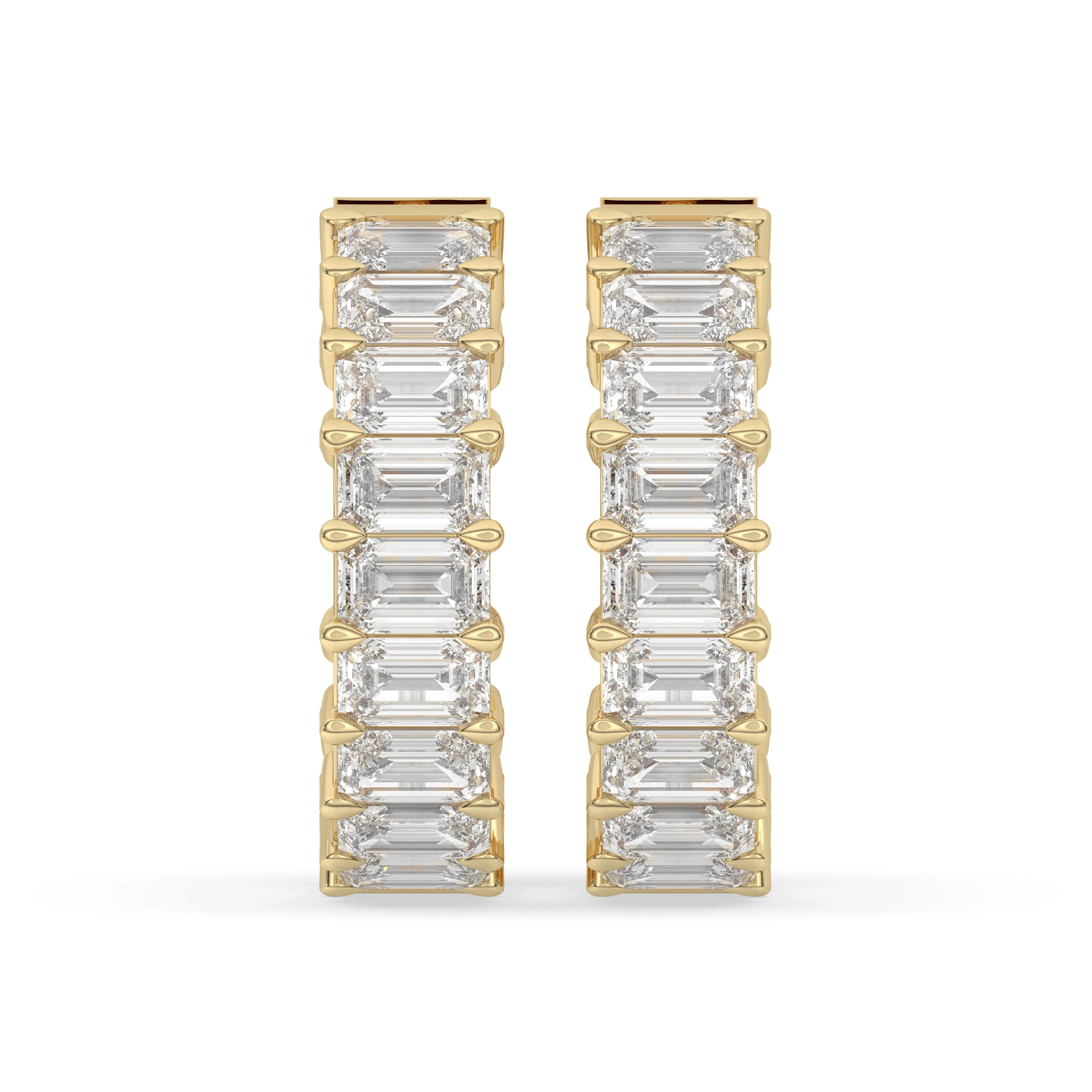 Inside-Out Emerald Shape Hoop Earrings