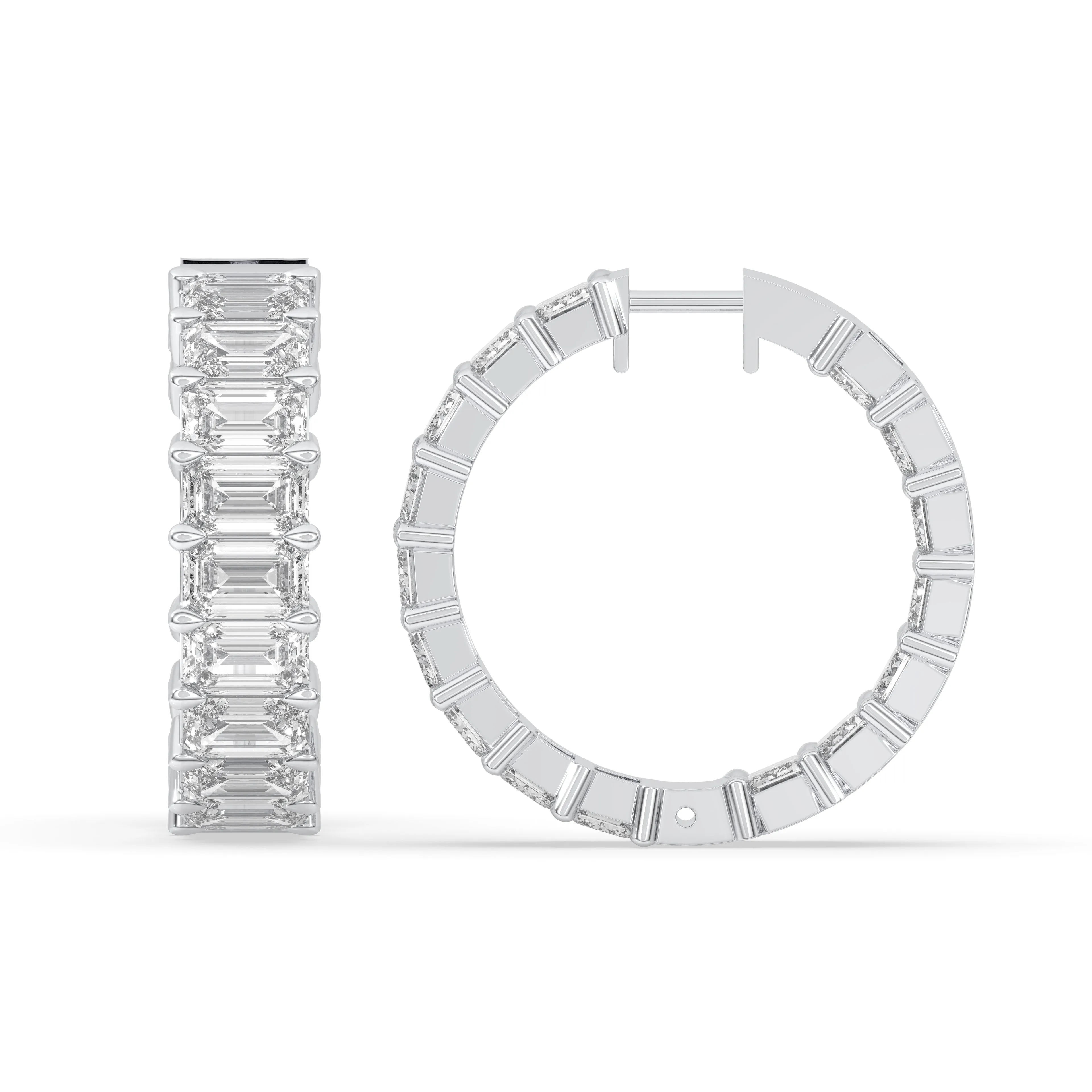Inside-Out Emerald Shape Hoop Earrings