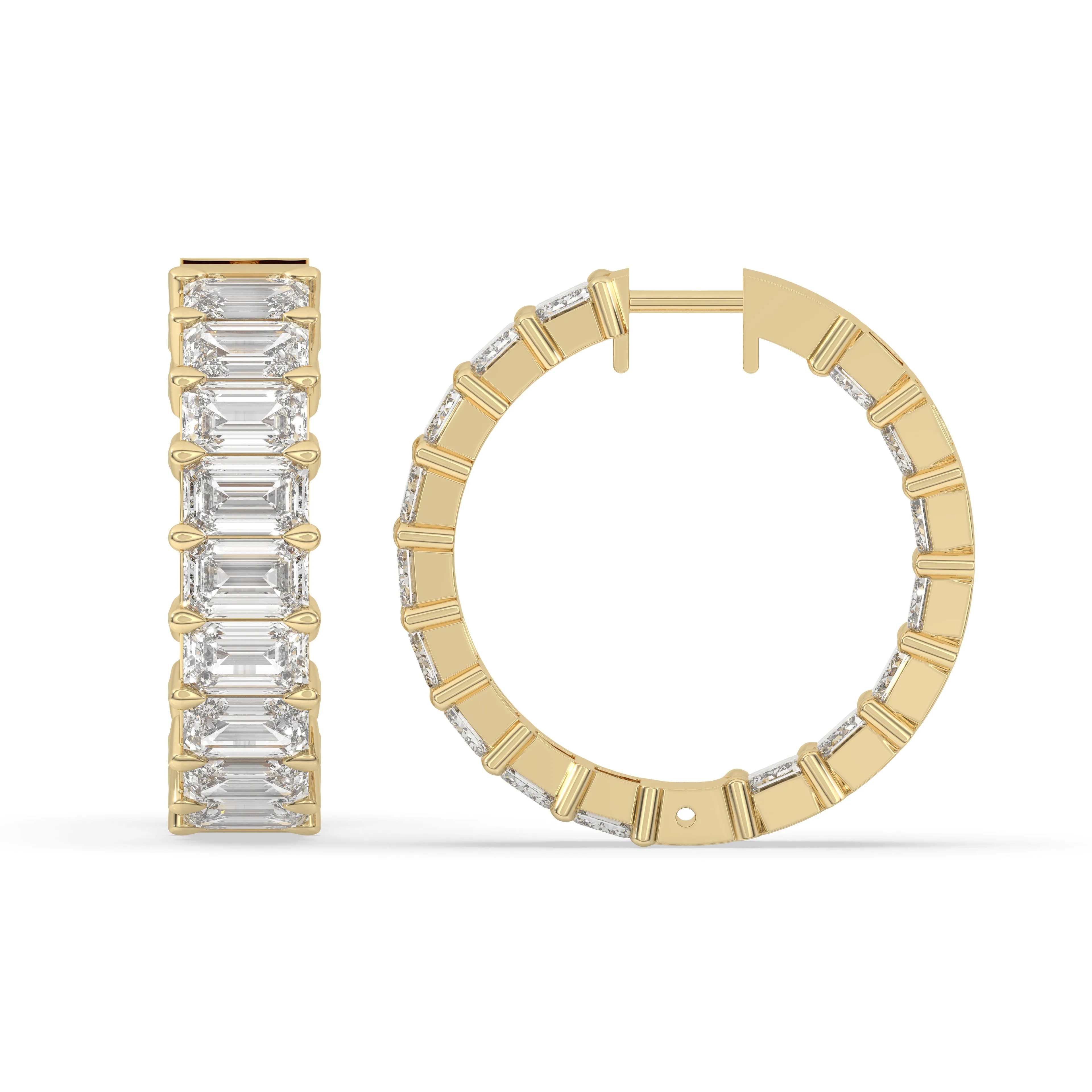 Inside-Out Emerald Shape Hoop Earrings
