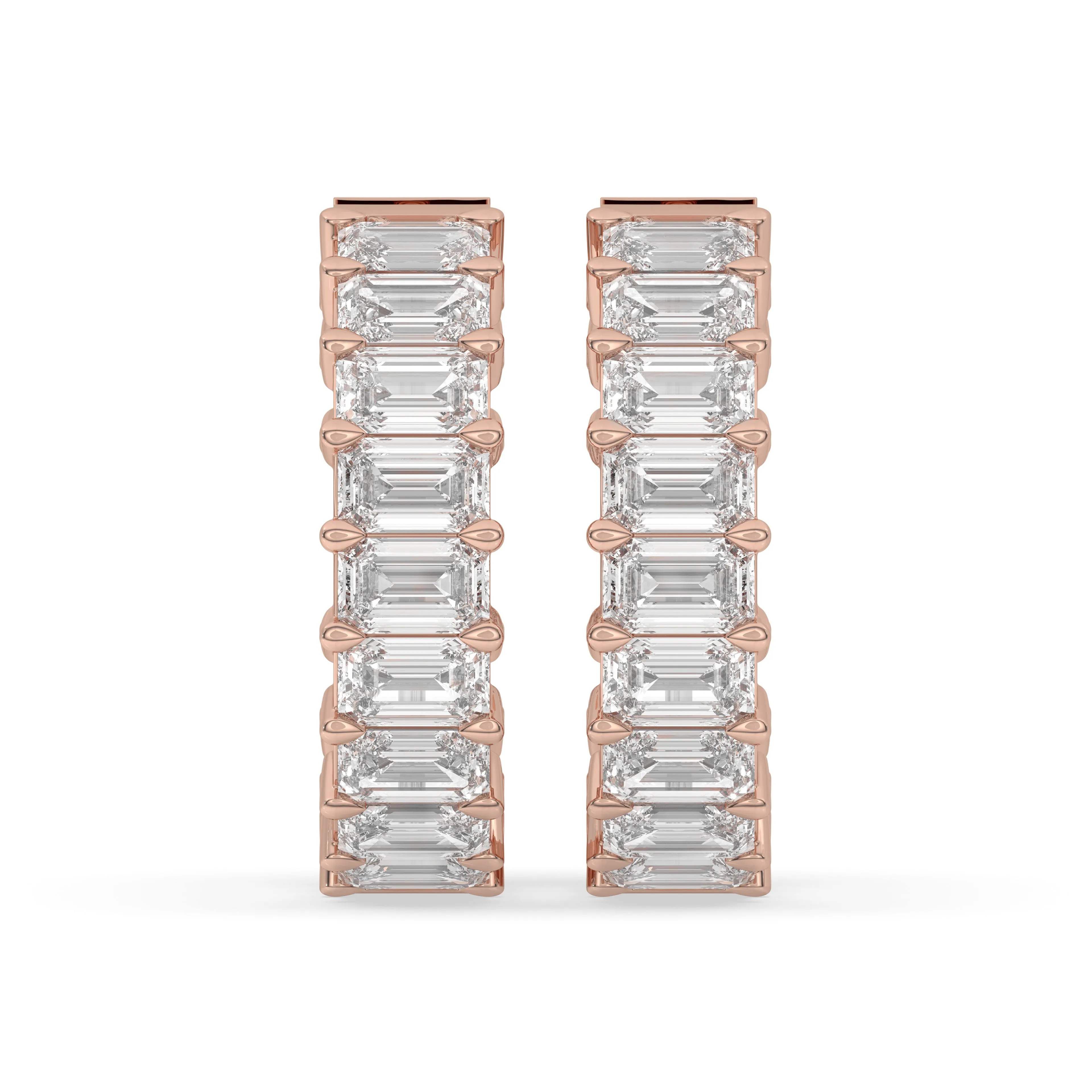 Inside-Out Emerald Shape Hoop Earrings
