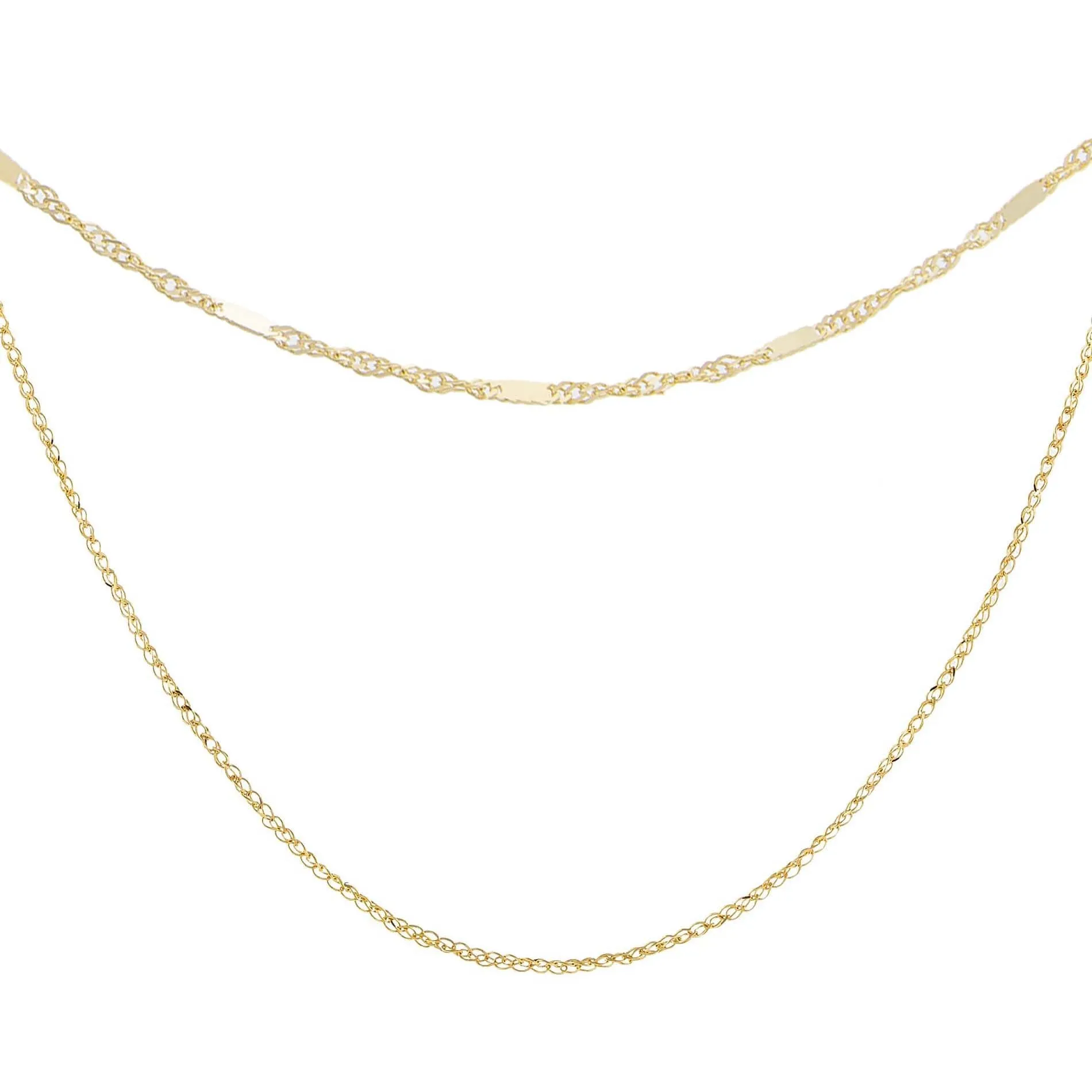 Interlocked Link X Singapore Necklace Combo Set 14K