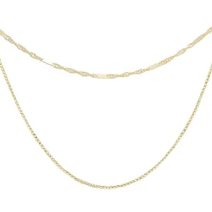 Interlocked Link X Singapore Necklace Combo Set 14K