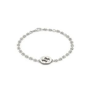 INTERLOCKING BRACELET WITH CHARM - STERLING SILVER