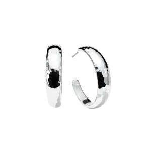 IPPOLITA Classico Sterling Silver #3 Hammered Tapered Hoop Earrings