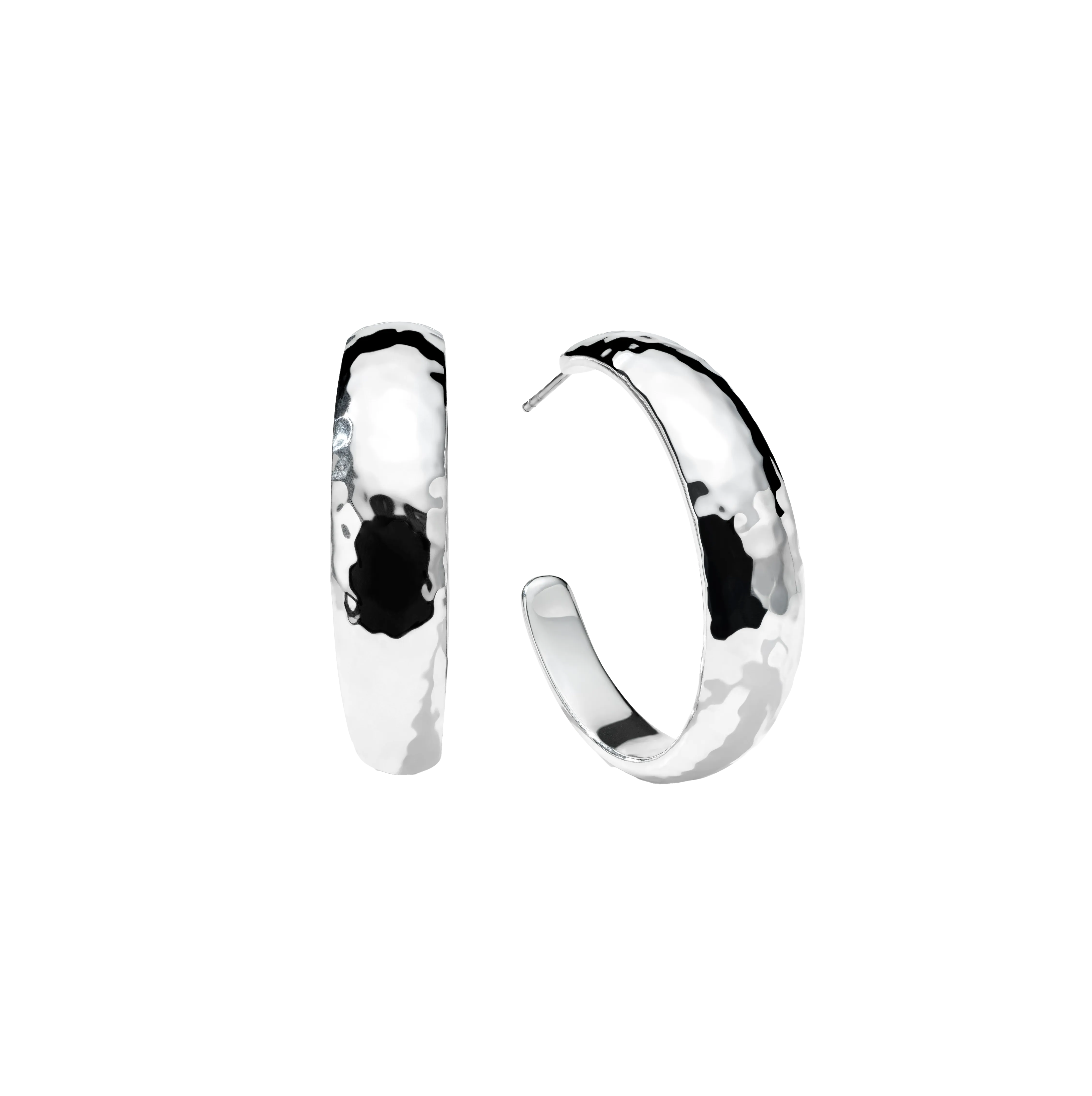 IPPOLITA Classico Sterling Silver #3 Hammered Tapered Hoop Earrings