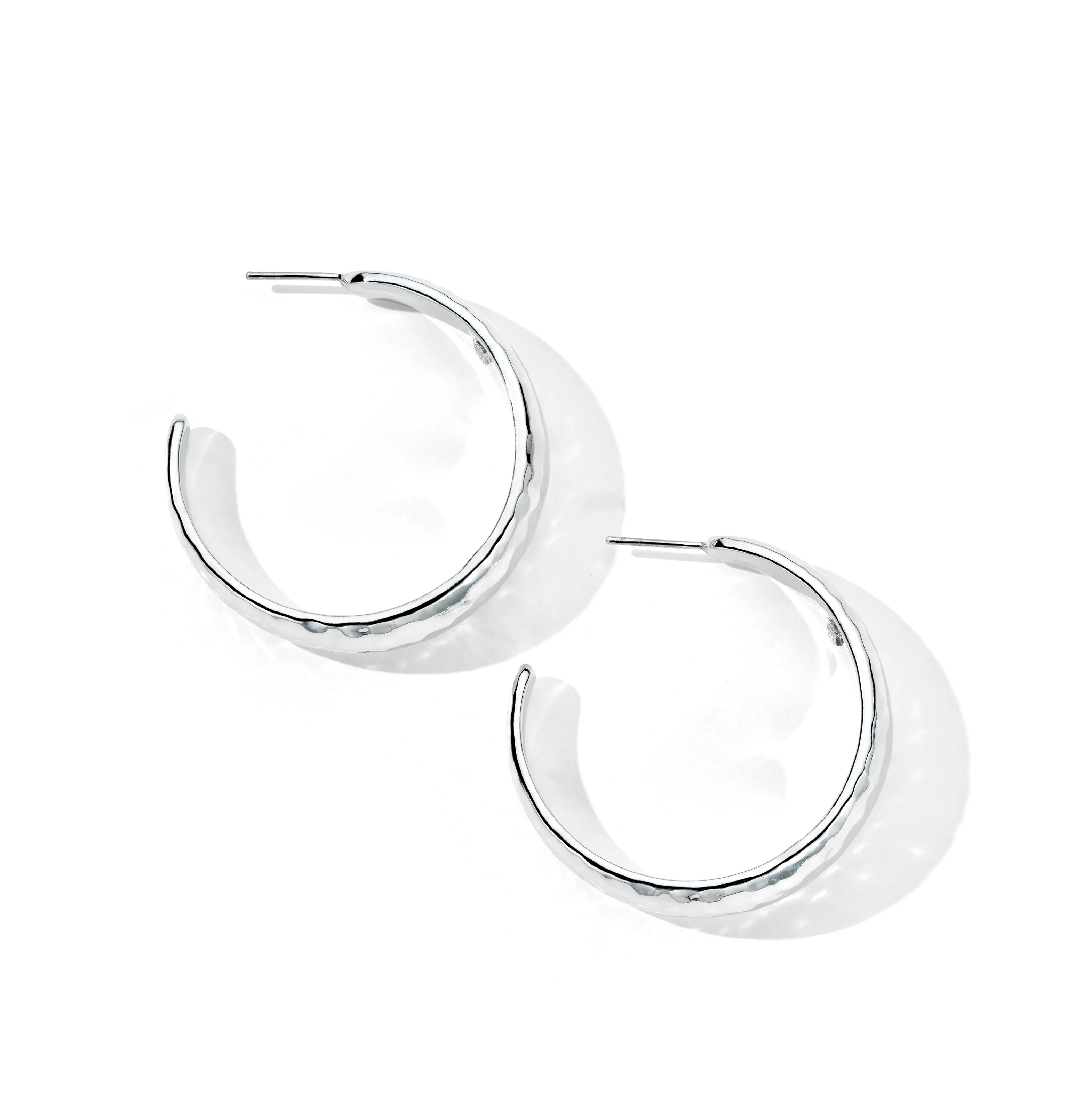 IPPOLITA Classico Sterling Silver #3 Hammered Tapered Hoop Earrings