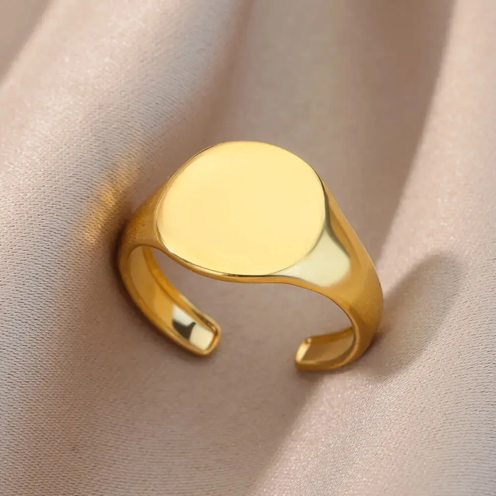 Irregular Hollow Opening Rings For Women Stainless Steel Gold Color Geometric Ring Fashion Simple Party Christmas Jewelry Gift