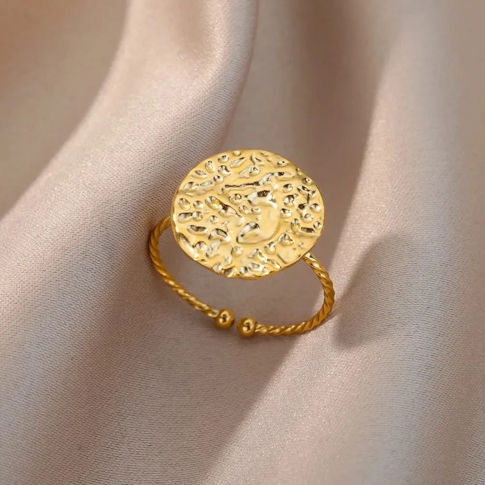 Irregular Hollow Opening Rings For Women Stainless Steel Gold Color Geometric Ring Fashion Simple Party Christmas Jewelry Gift