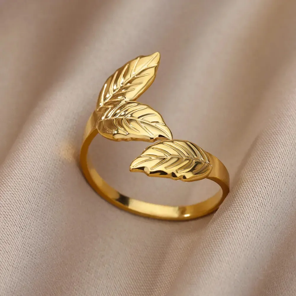 Irregular Hollow Opening Rings For Women Stainless Steel Gold Color Geometric Ring Fashion Simple Party Christmas Jewelry Gift
