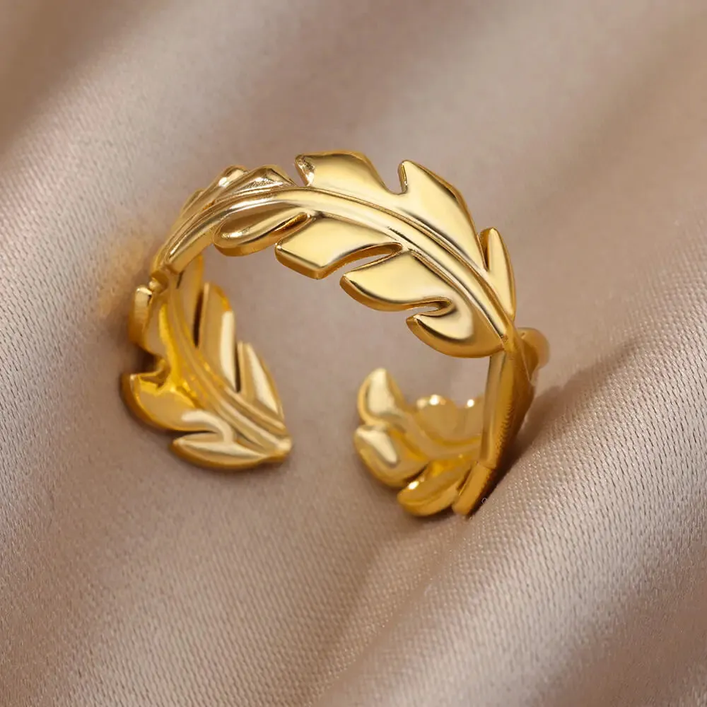 Irregular Hollow Opening Rings For Women Stainless Steel Gold Color Geometric Ring Fashion Simple Party Christmas Jewelry Gift