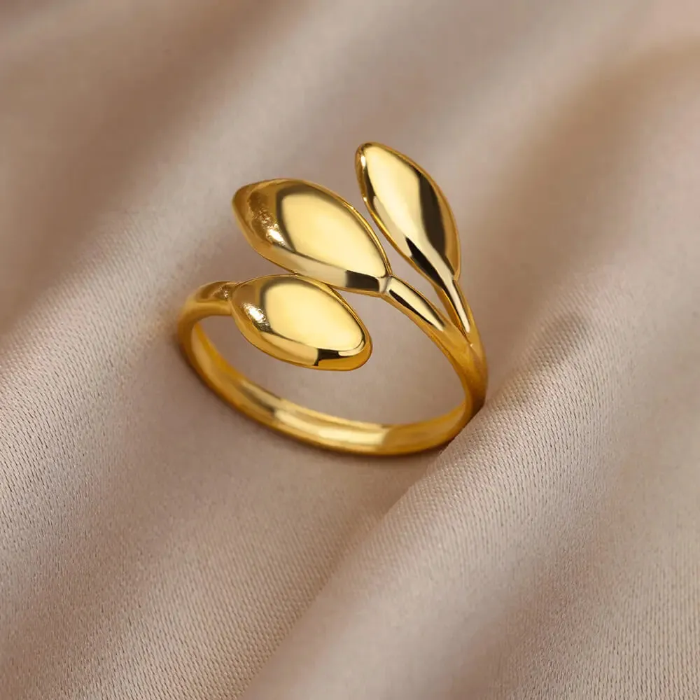 Irregular Hollow Opening Rings For Women Stainless Steel Gold Color Geometric Ring Fashion Simple Party Christmas Jewelry Gift