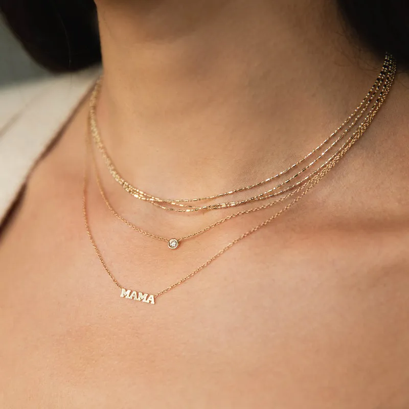 Itty Bitty MAMA Necklace in Yellow Gold