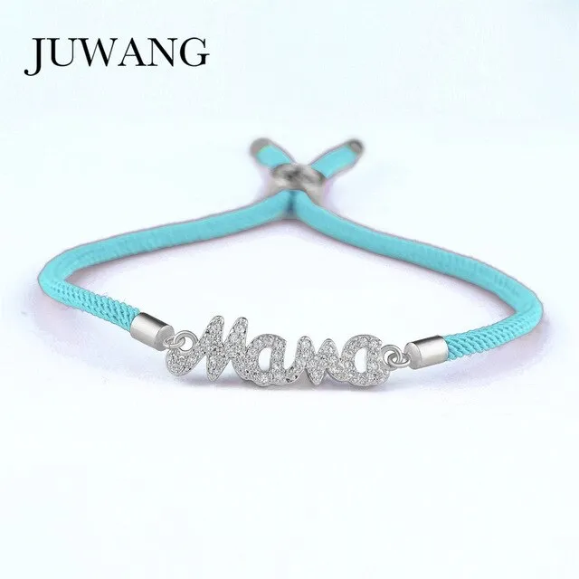 JUWANG Mother Mama Zircon Bracelet & Bangle Gold Color For Women Mom Boy Girls Charm Bracelet Adjustable New Year's Gift
