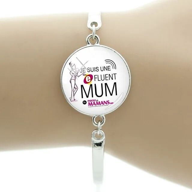 JWEIJIAO Merci maitresse Bracelet 20mm Glass Dome Super Maman Charms Chain Bangles For Mothers Teachers' Day Gift MM109