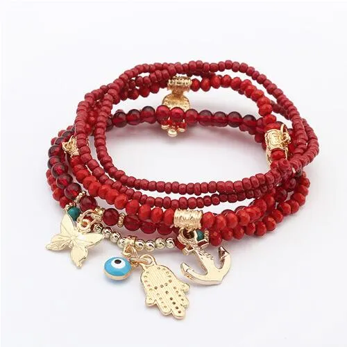 Kabbalah Fatima Hamsa Hand Blue Evil Eye Charms Bracelets  Turkish Pulseras