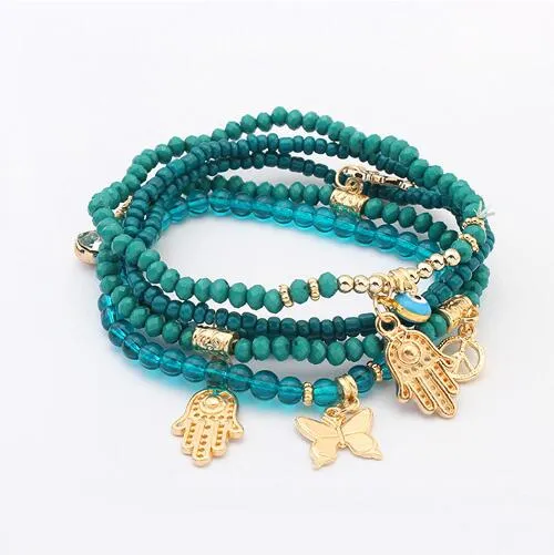 Kabbalah Fatima Hamsa Hand Blue Evil Eye Charms Bracelets  Turkish Pulseras