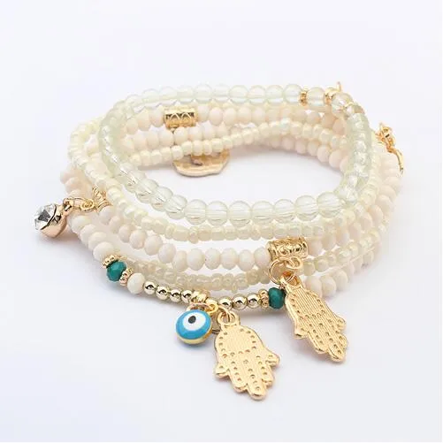 Kabbalah Fatima Hamsa Hand Blue Evil Eye Charms Bracelets  Turkish Pulseras